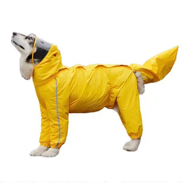 Dog raincoat waterproof full package pet big Labrador dog umbrella clothing Medium large dog Golden