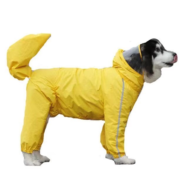 Dog raincoat waterproof full package pet big Labrador dog umbrella clothing Medium large dog Golden