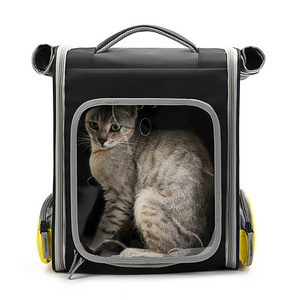 Pet Rolling Carrier Backpack Dog Wheel Around Cat Luggage Bag Pet Travel Carrier pet supplies