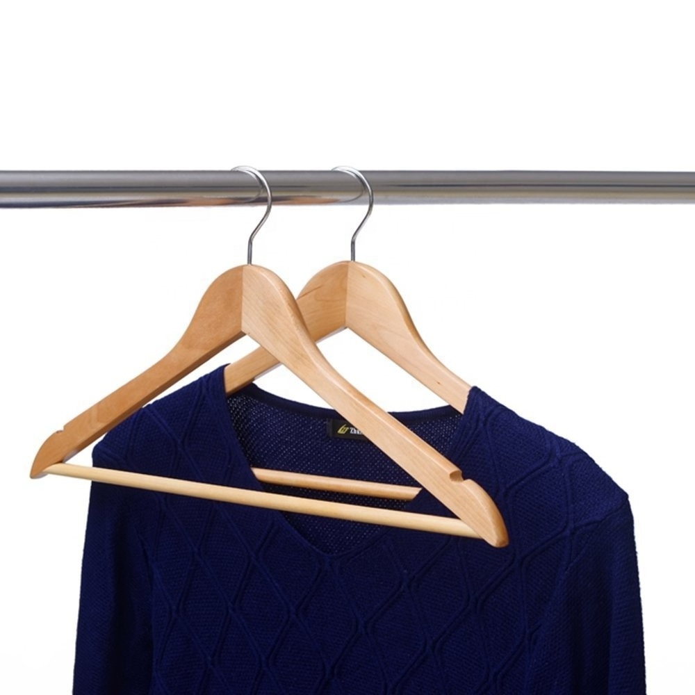 Inspring Wood Suit Hangers for Clothes Premium Quality Wooden Coat Hangers with logo Strong and Durable Suit Hangers Natural