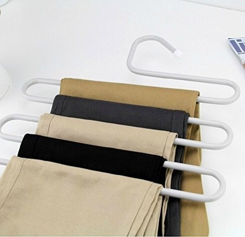 Fasion design S shape open ended Metal hanger organizer 5 Tier Trousers/Towels/Scarf/Necktie/Coat Hangers Hook(white)