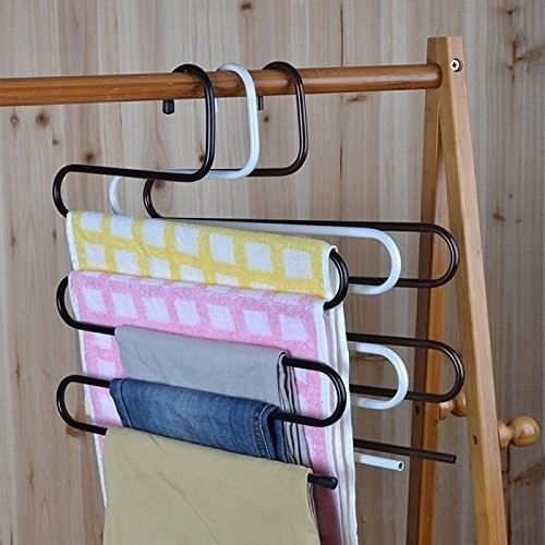 Fasion design S shape open ended Metal hanger organizer 5 Tier Trousers/Towels/Scarf/Necktie/Coat Hangers Hook(white)