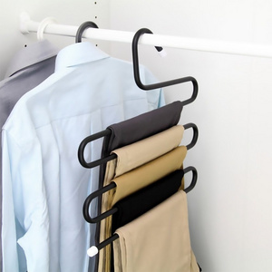 Inspring S-type 5 layers Multi-Purpose Magic Closet Hangers Space Saver Storage Metal Rack for Hanging Jeans, Trouser, Scarf