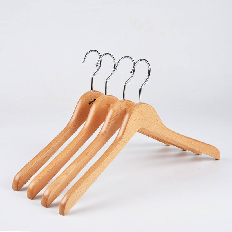 Professional Custom Men Suit Coat Jacket Hook Luxury Non Slip Anti-Skid wood clothes hangers for garment display