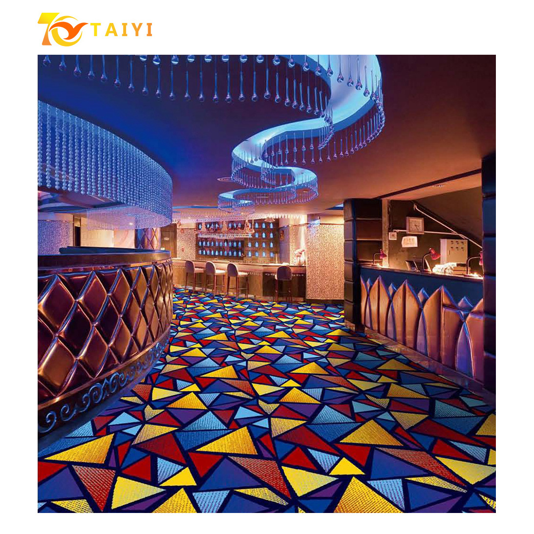 Nylon Hotel Broadloom Geometric Rug Luxury Hotel KTV Cinema Carpet