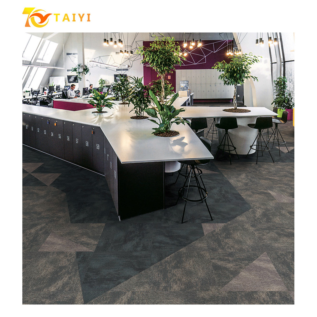 Rubber Backed Carpet Tiles Luxury Polypropylene Removable Carpet Tiles 50x50 Office Modular Intensive Use Carpet Tiles