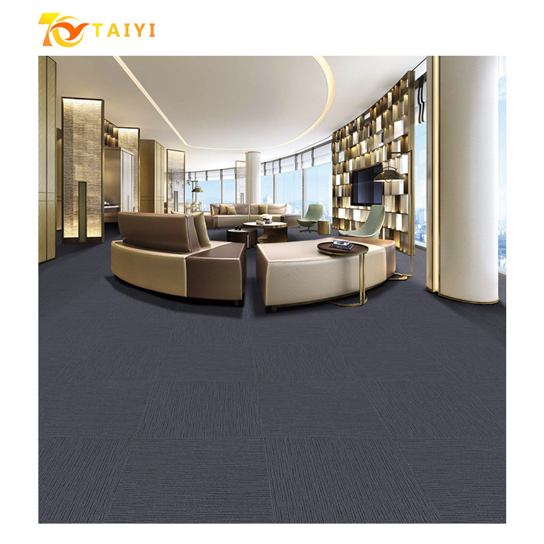 Wholesale Non Slip Tile Carpet Rubber Backed Commercial Mosaic Nylon Tile Carpet