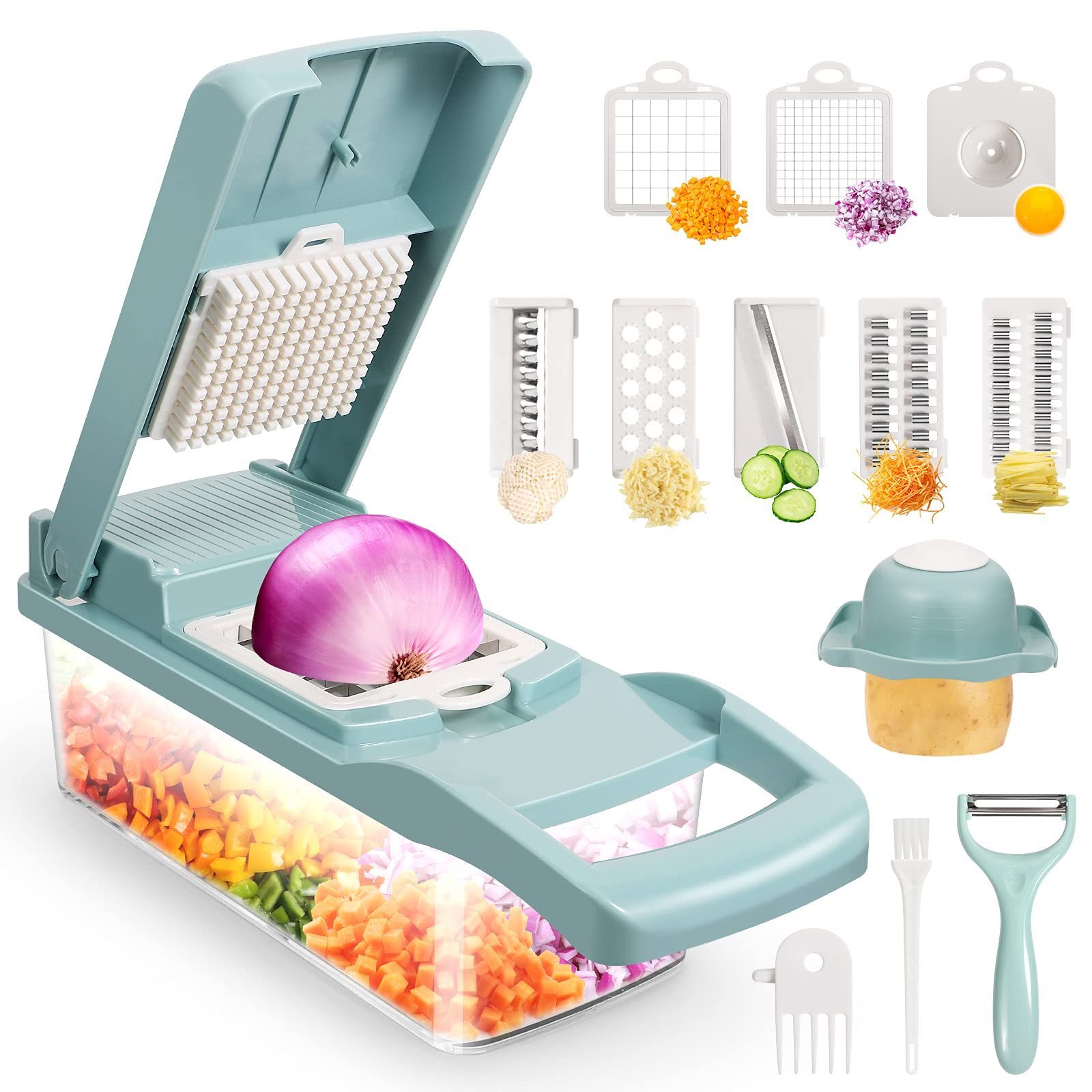 Wholesale custom Multifunctional 13-in-1 Food Choppers Onion  Slicer Cutter Dicer vegetable chopper with 8 Blades