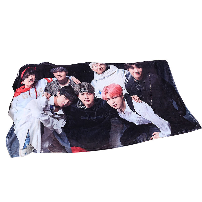 custom digital printed  flannel fleece throw blanket with sherpa korean gift throw kpop blanket for fans