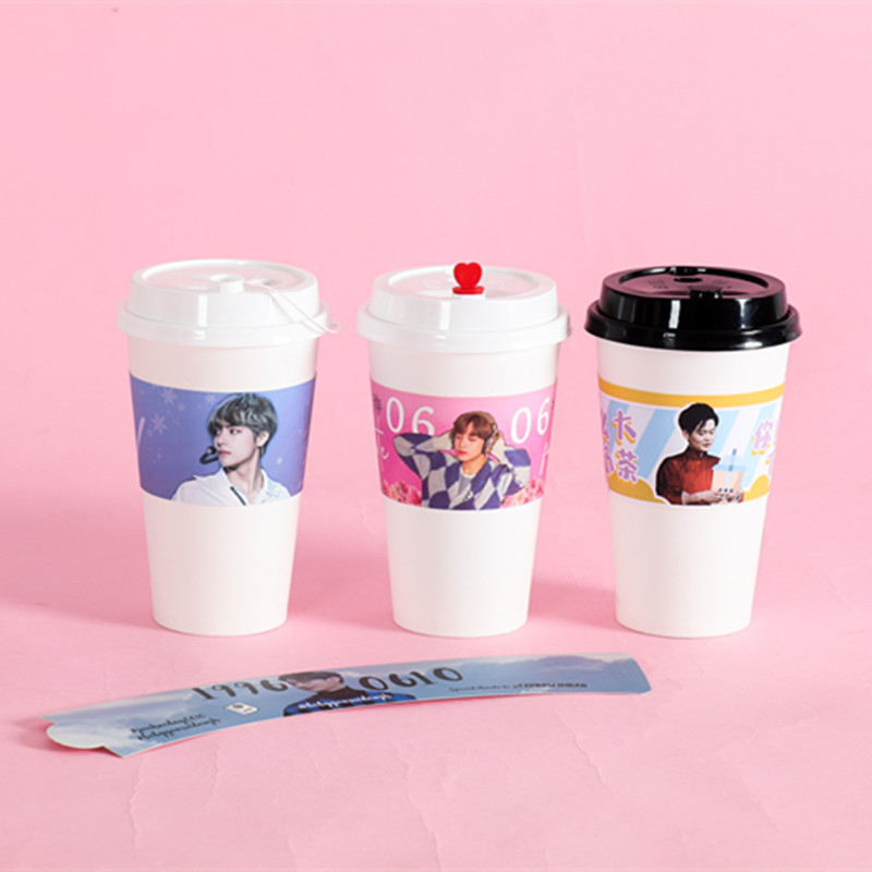 Custom hot paper kpop cupsleeve custom paper coffee cup sleeve kpop print coffee paper cups with logo