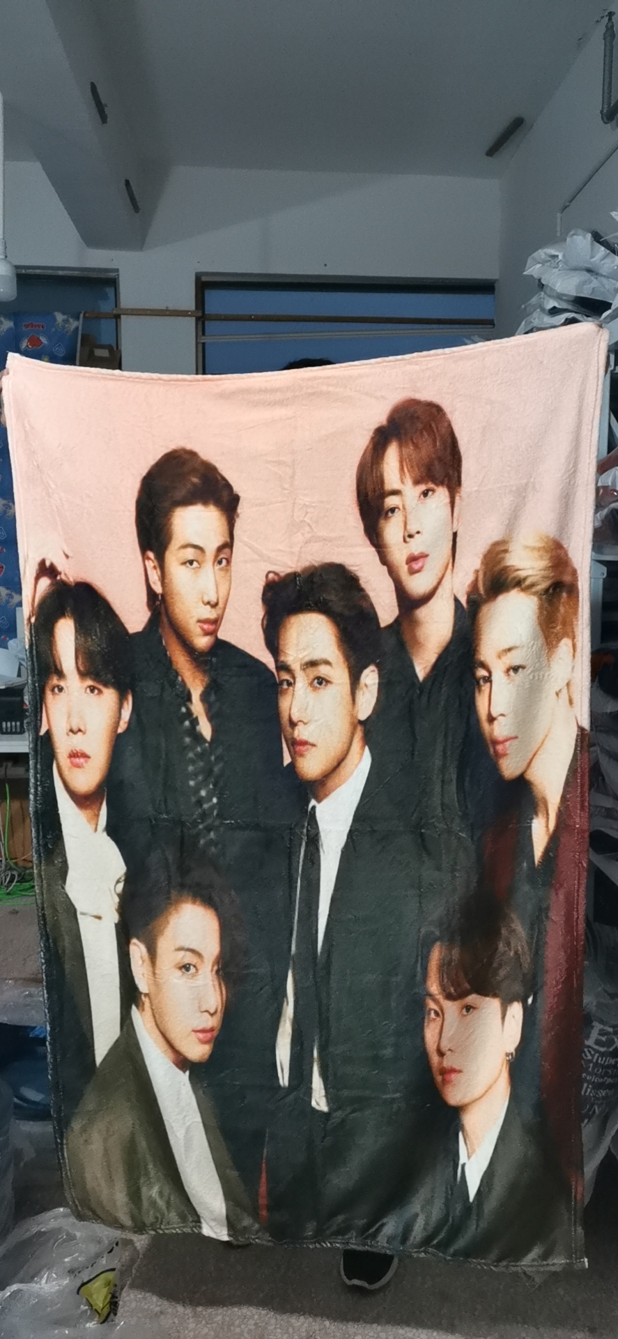 custom digital printed  flannel fleece throw blanket with sherpa korean gift throw kpop blanket for fans