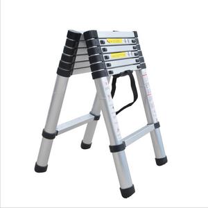 aluminum ladder with platform and workshelf