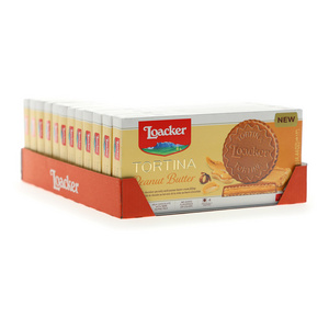 Creamy Peanut Butter Loacker Tortina 21gx6x24 - A Melt-In-The-Mouth Sensation - Perfect Blend Of Peanut Butter And Wafers