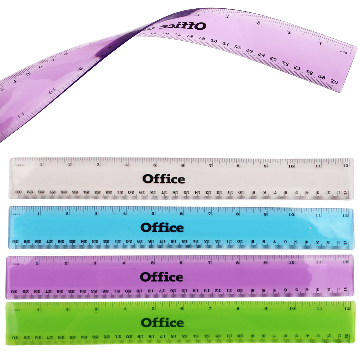 Soft customized logo plastic 30cm PVC transparent flexible ruler