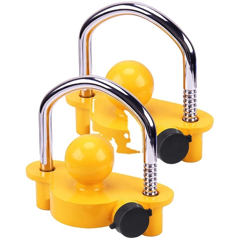 Yellow Adjustable Heavy Duty Steel Trailer Hitch Coupler Tongue Lock