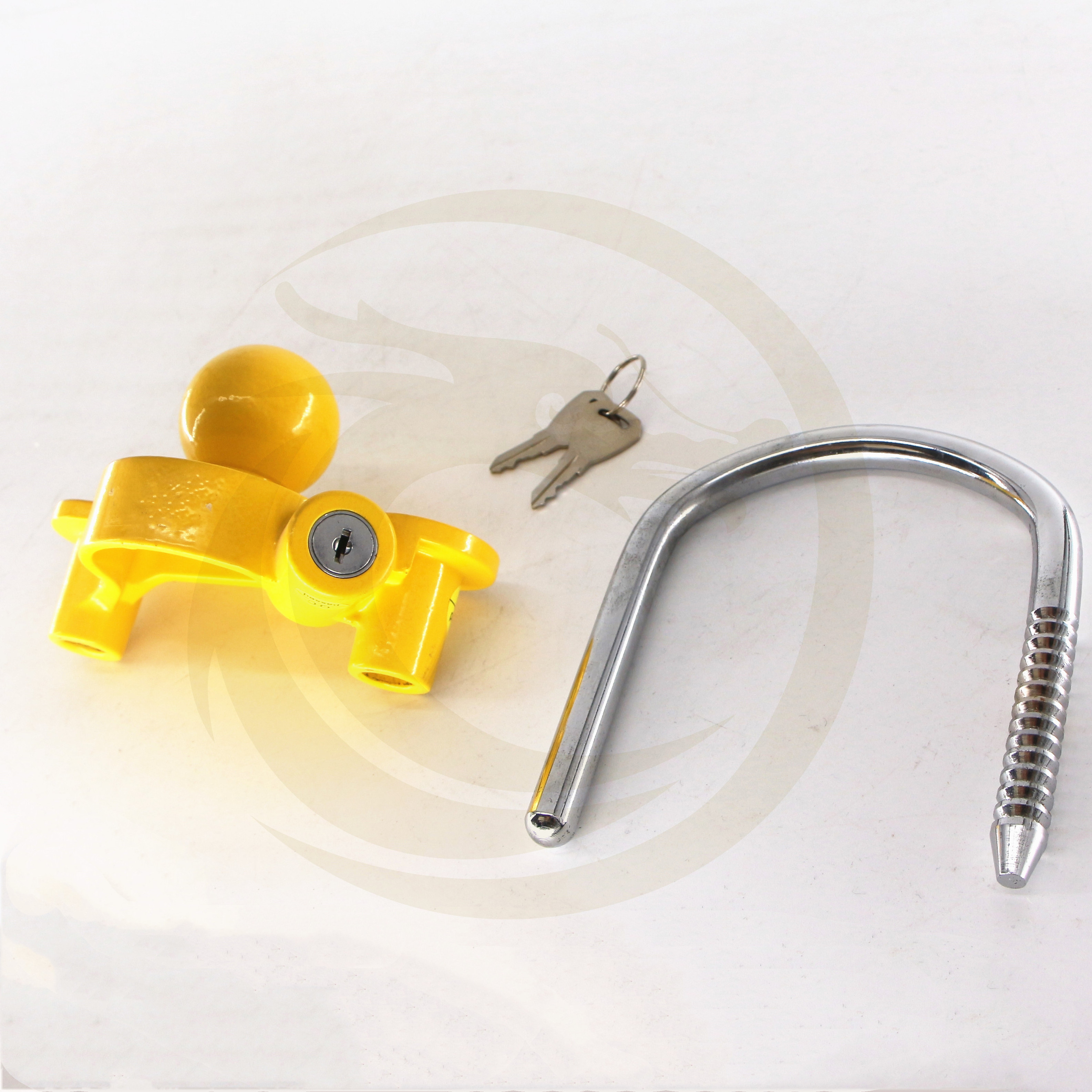 Yellow Adjustable Heavy Duty Steel Trailer Hitch Coupler Tongue Lock