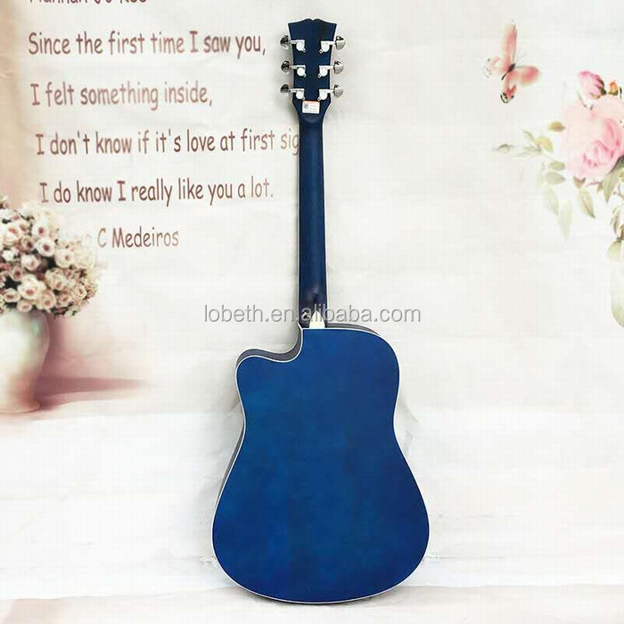 China Blue 41 Inch  Student Practice Beginner Basswood Acoustic Guitar