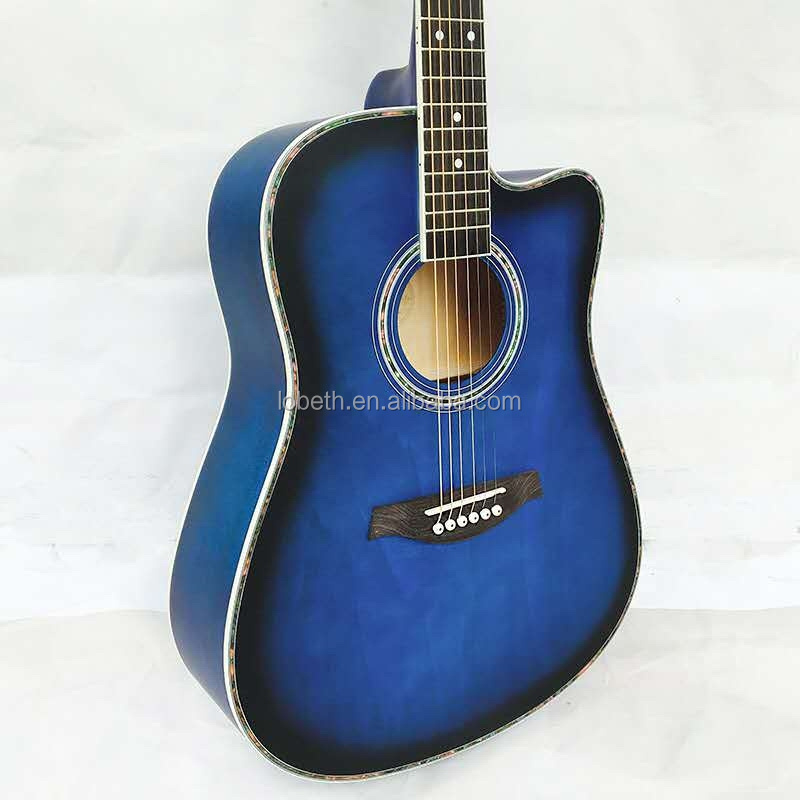 China Blue 41 Inch  Student Practice Beginner Basswood Acoustic Guitar