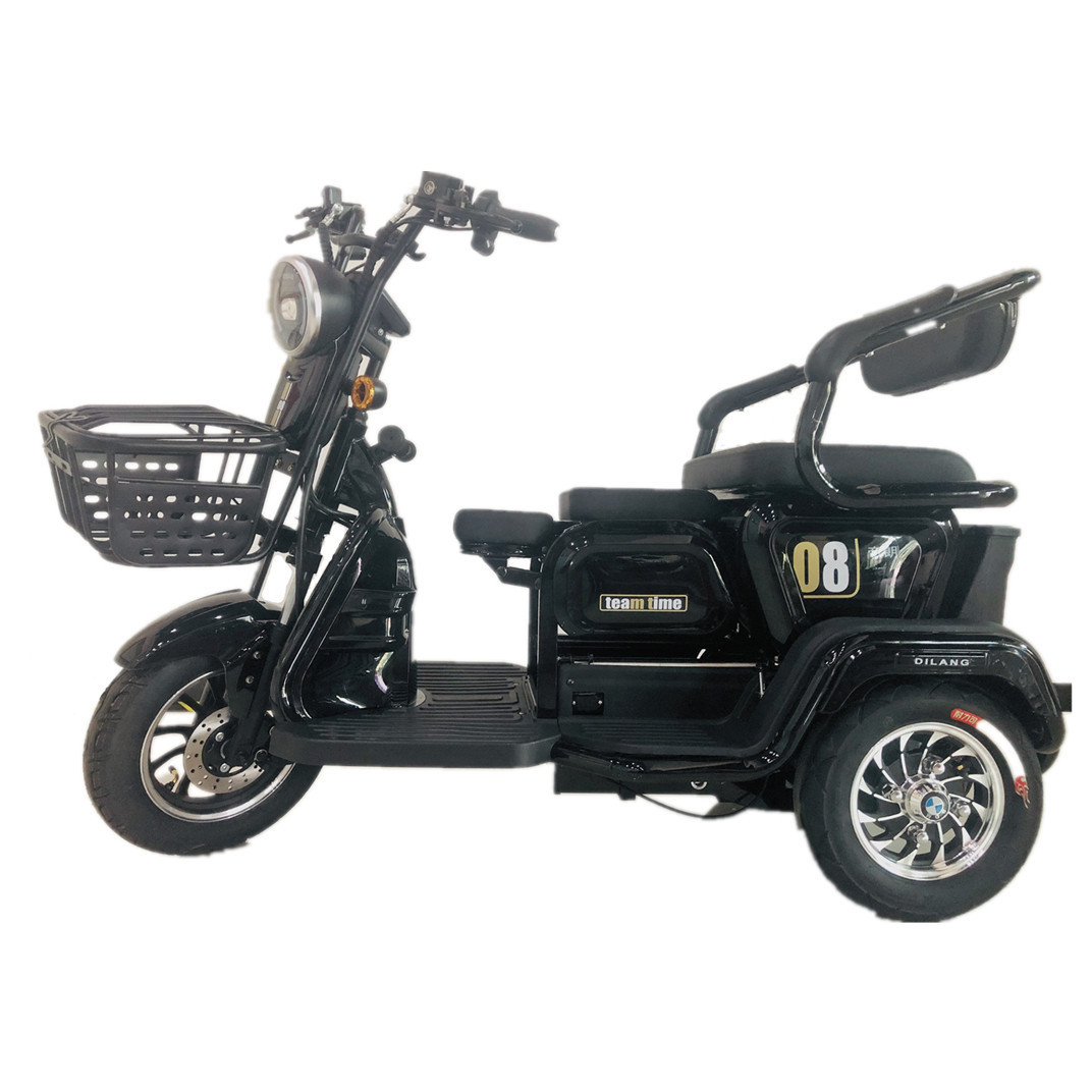 48v 12Ah Lead-acid Batteries Electric Three Wheel Scooter Four Passengers Two Baskets 500w Pedal Electric Tricycle Scooter