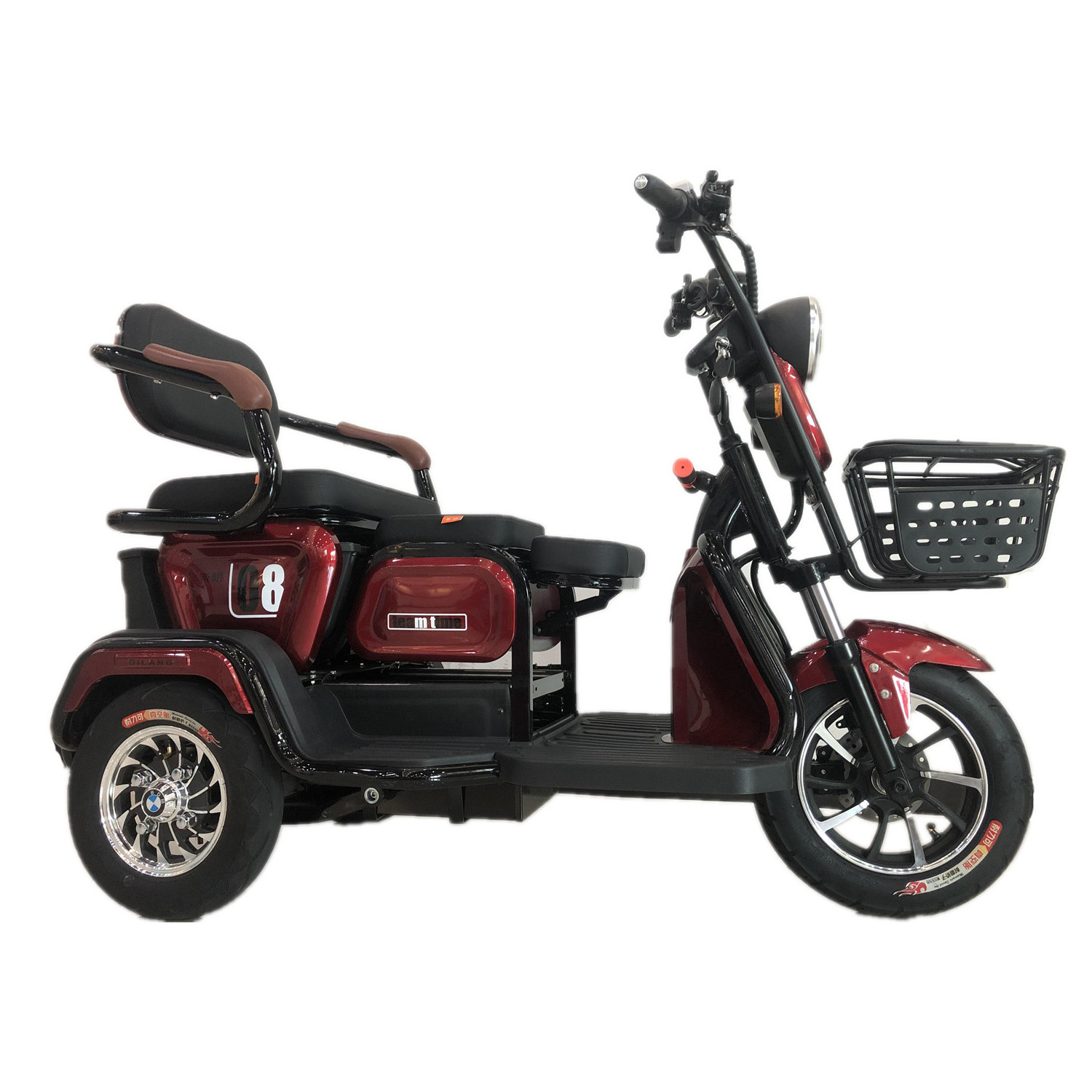 48v 12Ah Lead-acid Batteries Electric Three Wheel Scooter Four Passengers Two Baskets 500w Pedal Electric Tricycle Scooter