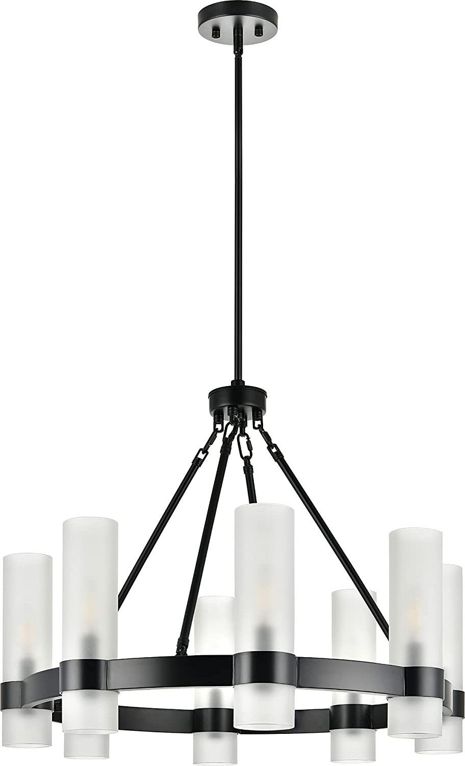 Matte Black Chandelier Dining Room Light Fixture Small Wagon Wheel Chandelier Round Industrial Modern Farmhouse Chandeliers