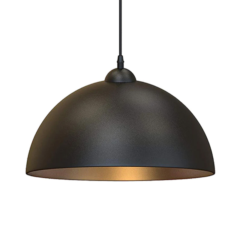 Dome Metal Pendant Lighting Industrial 1 Bulb Dining Room Ceiling Hang Fixture in Black