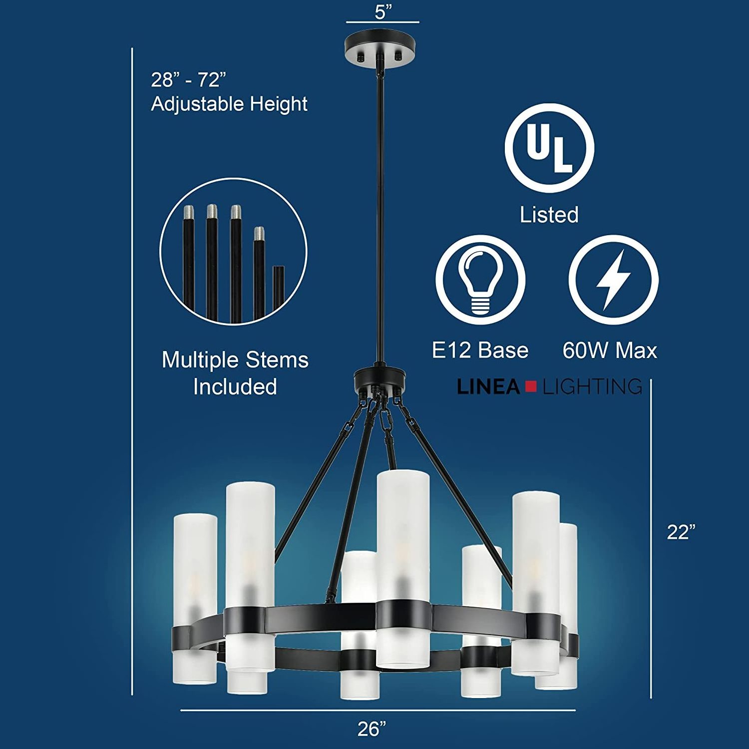 Matte Black Chandelier Dining Room Light Fixture Small Wagon Wheel Chandelier Round Industrial Modern Farmhouse Chandeliers