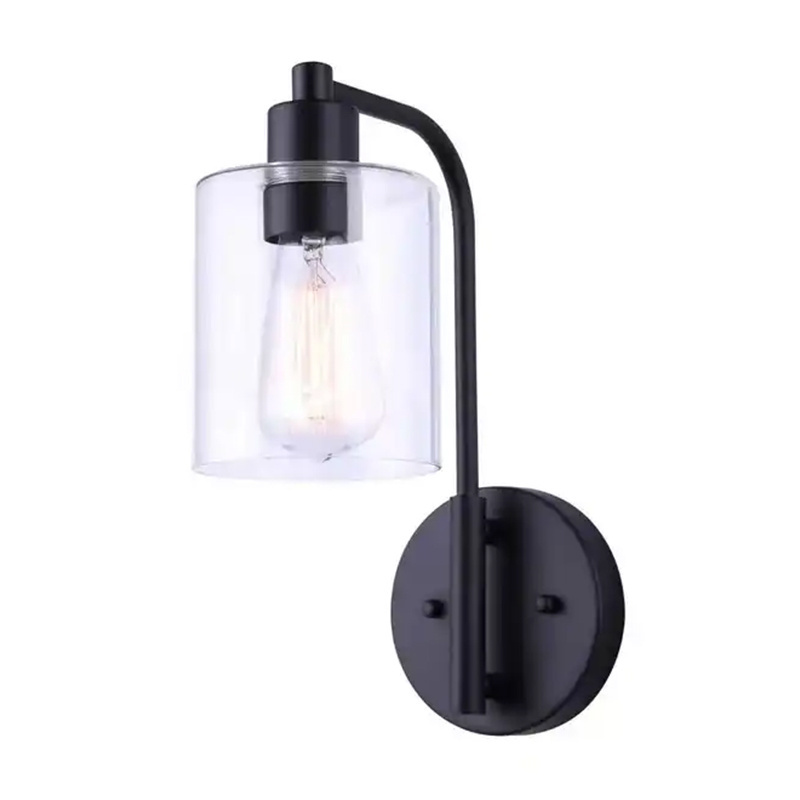 Vanity Lights Over Mirror Farmhouse Bathroom Light Fixtures Black with Clear Glass Shade Industrial Wall Mount Lamp