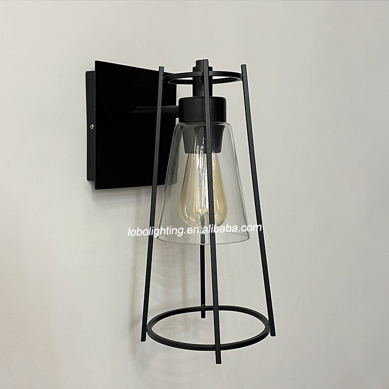 Vanity Lights Over Mirror Farmhouse Bathroom Light Fixtures Black with Clear Glass Shade Industrial Wall Mount Lamp