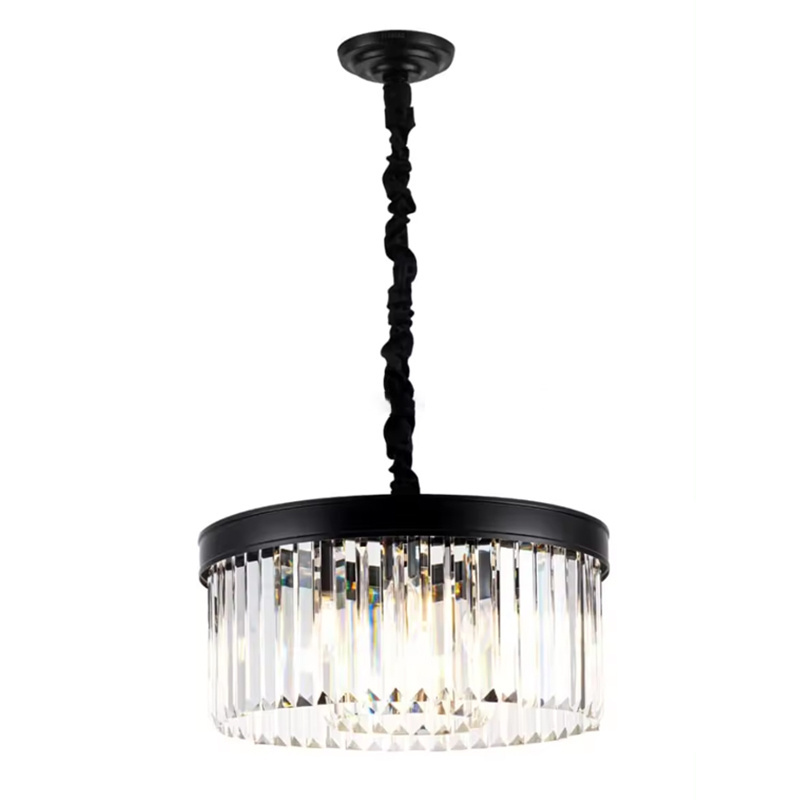 Modern Crystal Chandelier Lighting 2-Tier K9 Crystal Black Chandeliers Adjustable Chain Luxury Hanging Ceiling Light Fixture