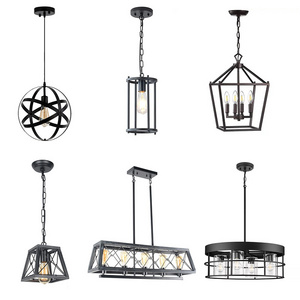 Iron Hanging Lighting Chandelier Industrial Vintage Metal Ceiling Pendant Light for Kitchen Island Bedroom Hallway