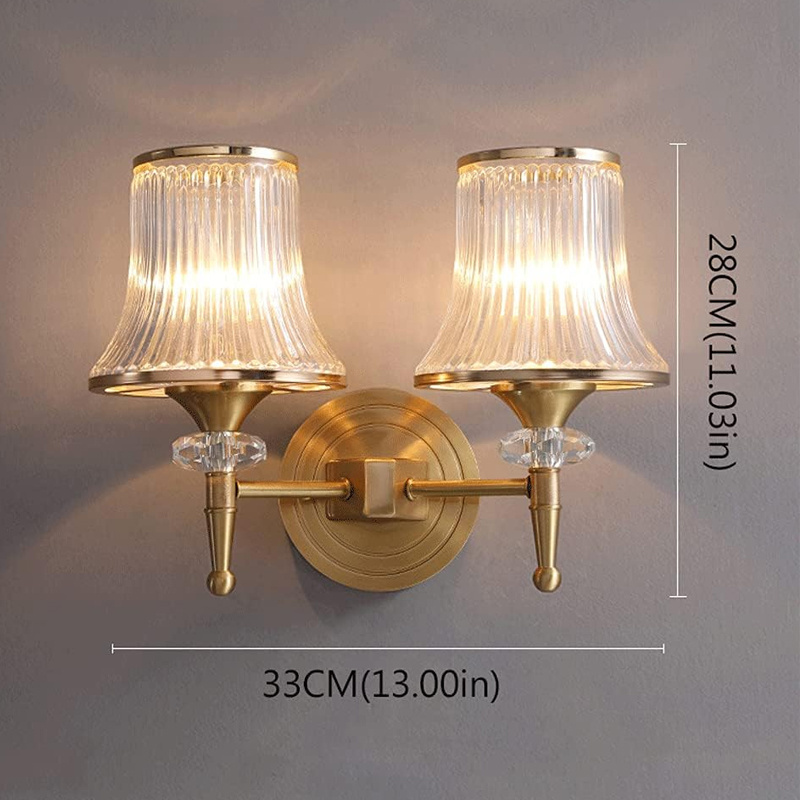 Copper Crystal Wall Mounted Lamps Light Luxury E14 Flush Mount Wall Lamp Fixture Background Wall Lighting