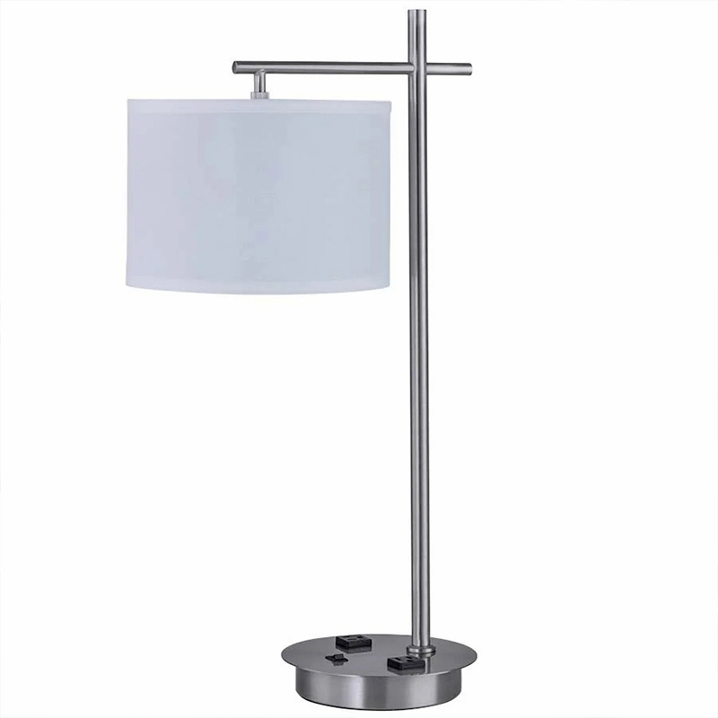 Hotel Bedsides Table Lamps Indoor Lighting Modern Fabric Lampshade Modern Table Lamp With Usb And Socket