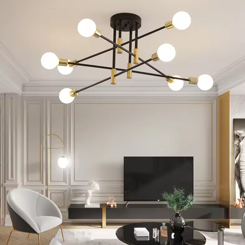 Modern Rotatable Sputnik Chandelier Decorative Ceiling Lamp Iron Indoor Pendant Light for Nordic Home