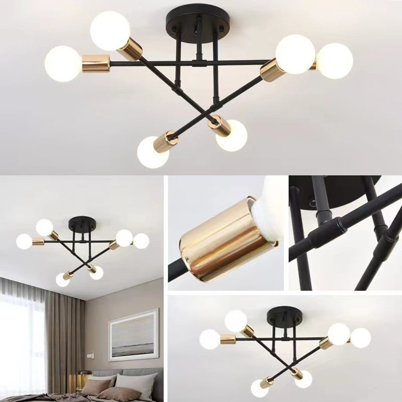 Modern Rotatable Sputnik Chandelier Decorative Ceiling Lamp Iron Indoor Pendant Light for Nordic Home