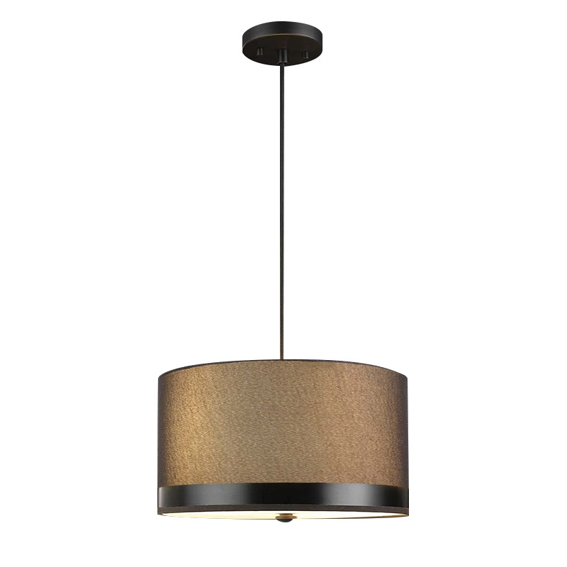 Modern Fabric Pendant Light Drum Shade Brushed Nickel Adjustable Hanging Ceiling Light Fixture Home Decor