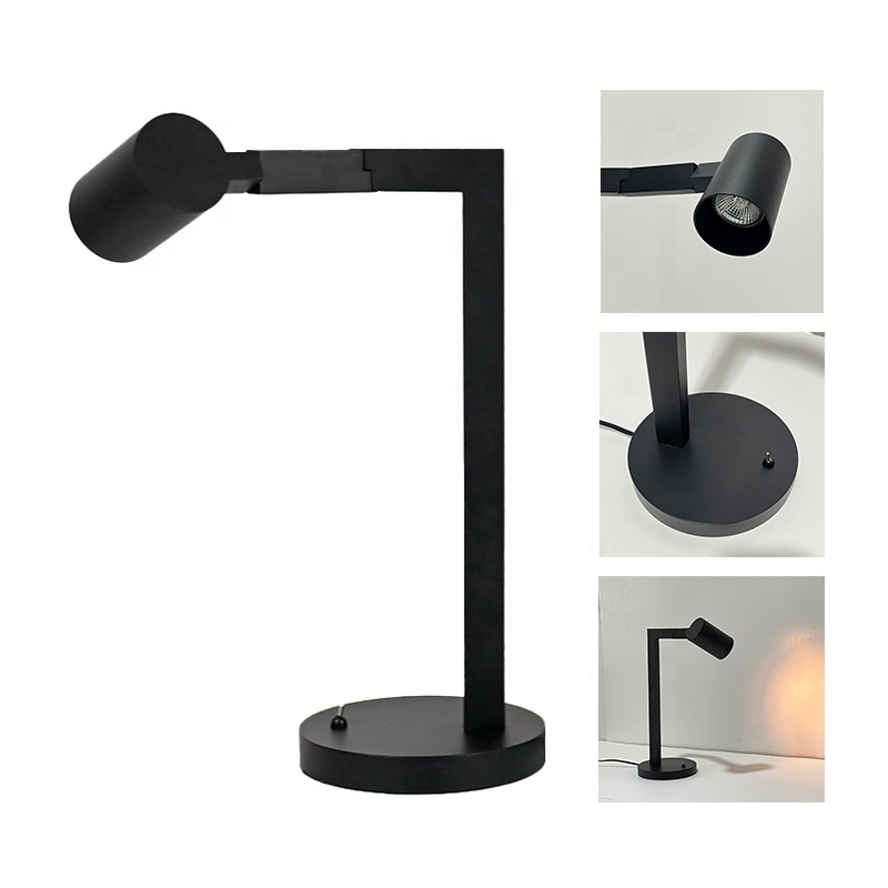 European Nordic Design Indoor Hotel Matt Black Side Table Lamps For Bedrooms