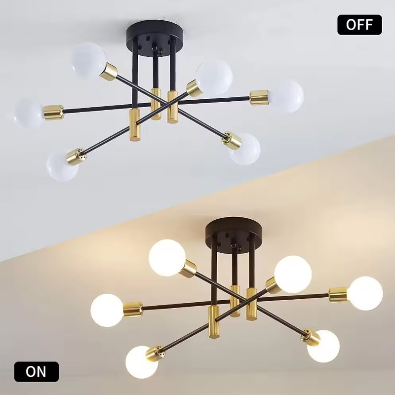 Modern Rotatable Sputnik Chandelier Decorative Ceiling Lamp Iron Indoor Pendant Light for Nordic Home