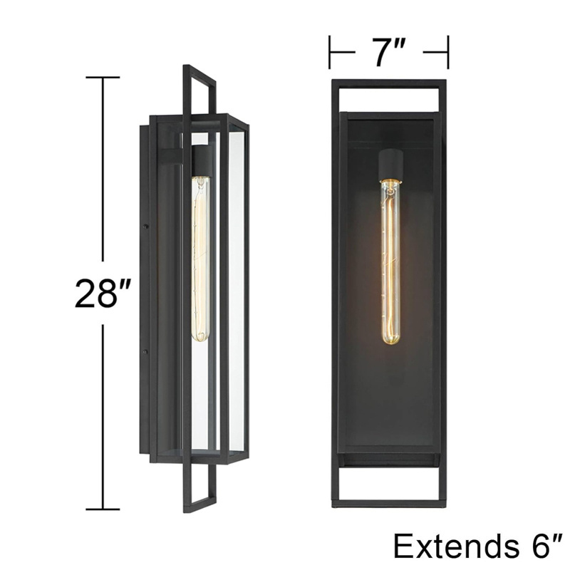 Hilton Doubletree Public Area Lighting Decorative Nordic Modern Matte Black Clear Glass Shade Wall Lamp Sconces Fixtures