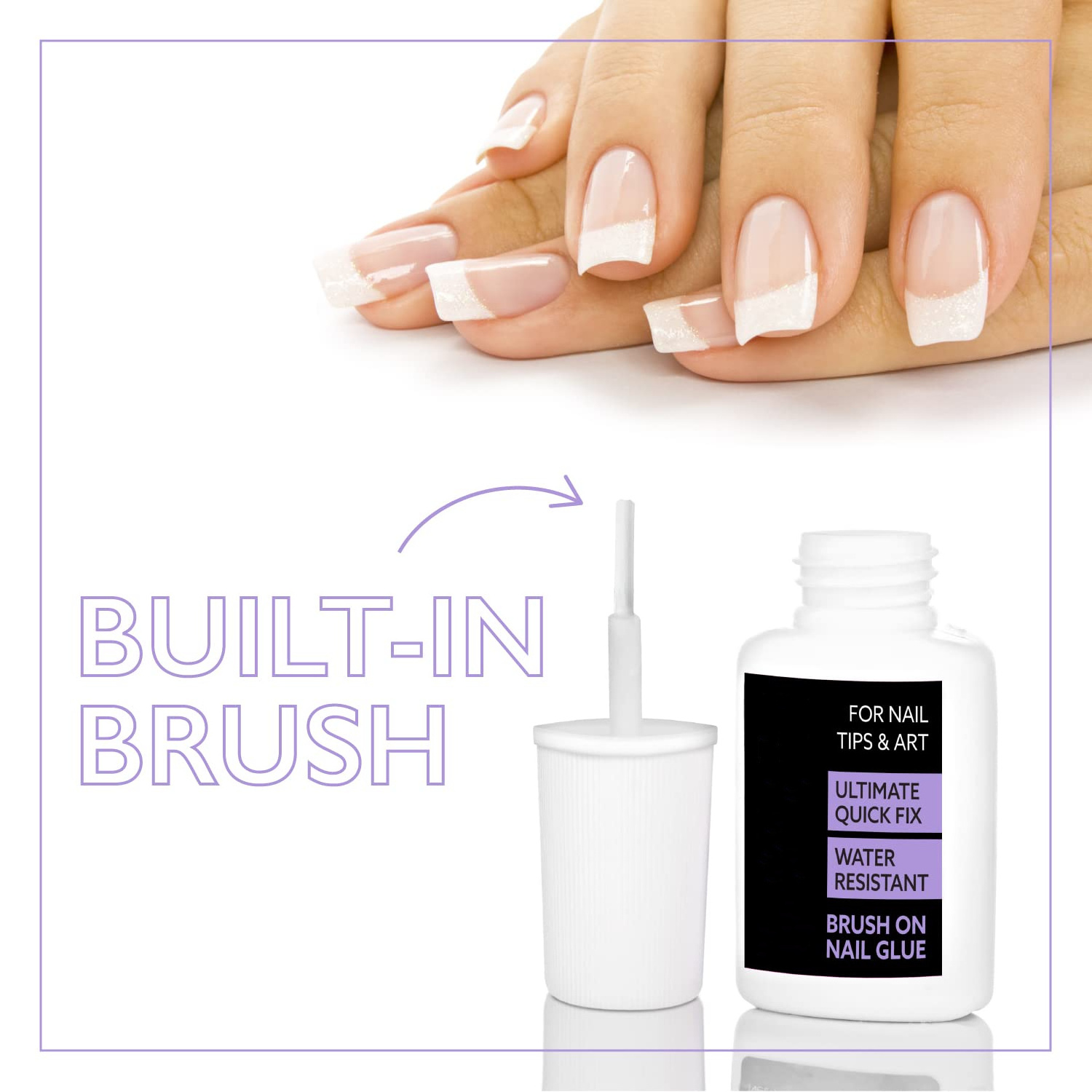 Brush On Nail Glue for Press On Nails, Extra Strong Nail Glue for Acrylic Nails, Waterproof Nail Glue