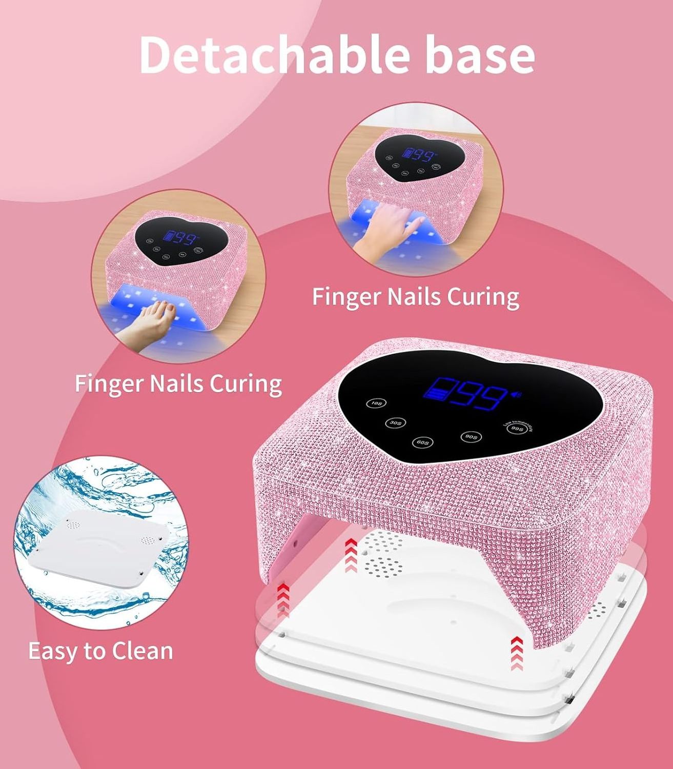 Professional UV Light for Nails, 74W Cordless Rechargeable UV Nail Lamp, Fast Nails Dryer Curing Lamp for Salon