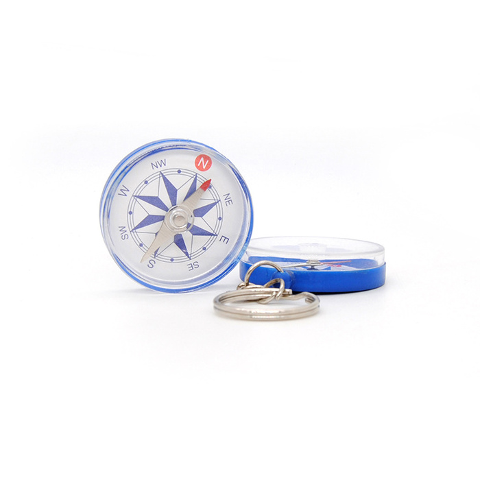 Portable Plastic Mini Magnetic Compass Hiking Camping Custom-Size Keychain Guide Pointer Perfect Survival Tool Promotion Gift