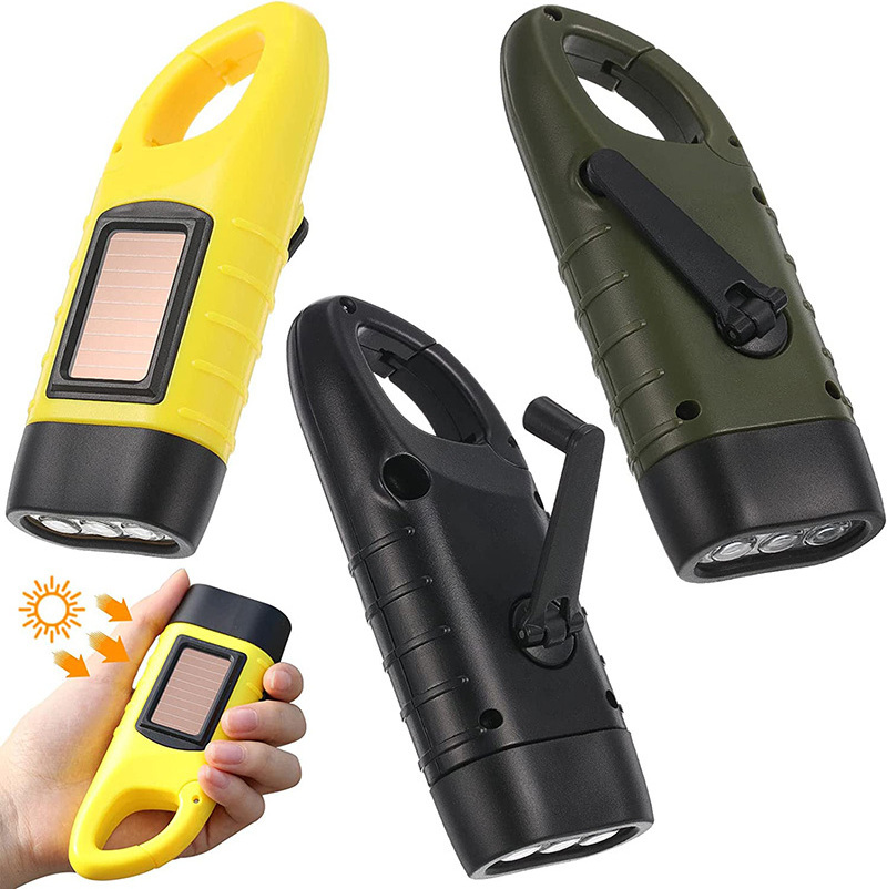 Hot sell rechargeable mini solar hand crank led flashlight cranking torch for outdoors and mountaineering