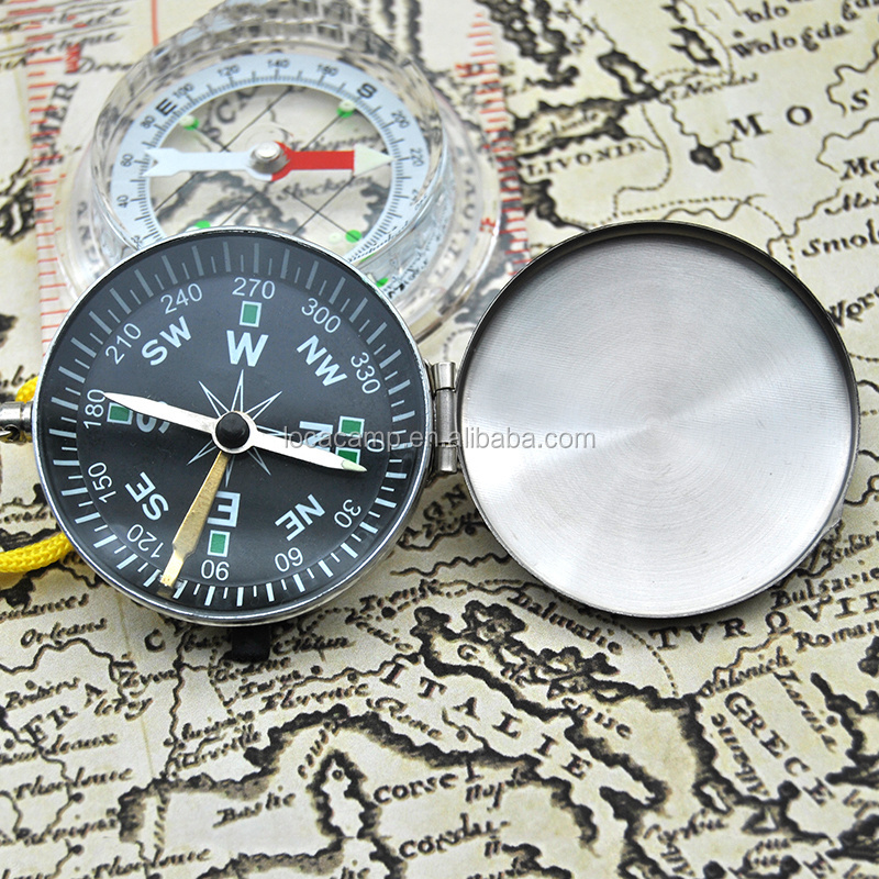 Mini Metal Flip-Open Pocket Watch Compass Needle Lock metal Case Pointer Dial Navigation Handheld Hiking Survival Emergency