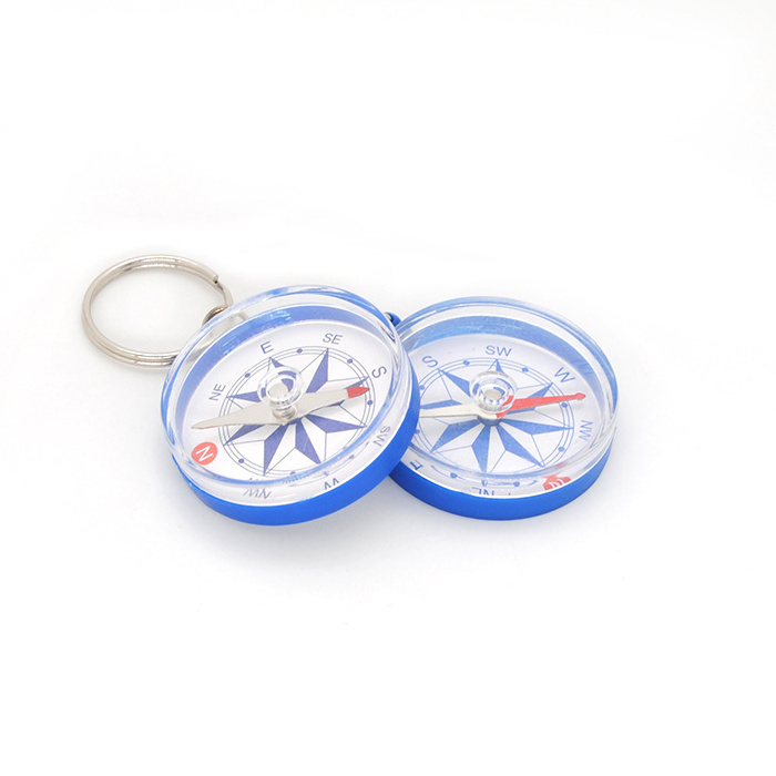 Portable Plastic Mini Magnetic Compass Hiking Camping Custom-Size Keychain Guide Pointer Perfect Survival Tool Promotion Gift