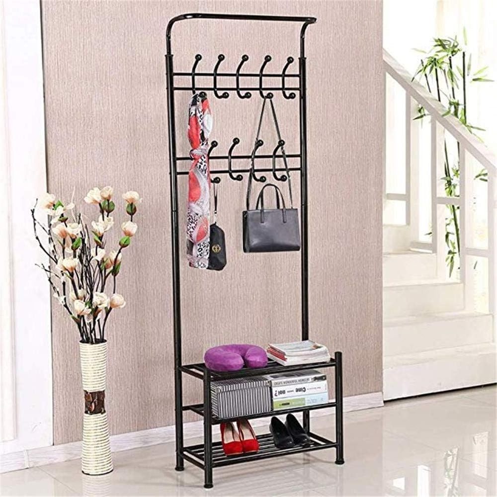 Selling Coat Hat Rack Stand,Hall Tree With Shoe Storage 9 Hooks Coat Stand For Hallway,Clothes Rack Metal Frame