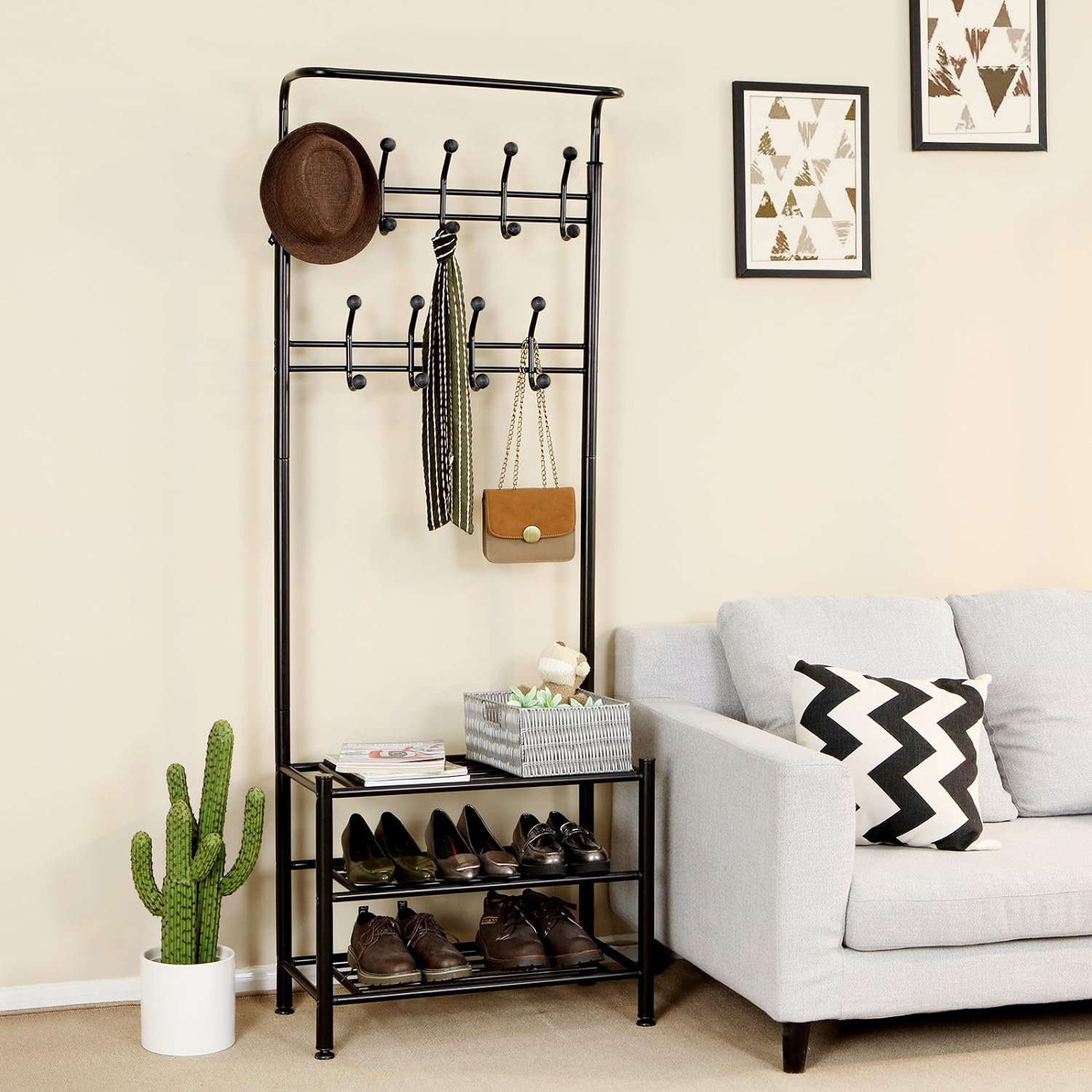 Coat Shoe Rack Hat Racks Metal Coat Rack And Hat Clothes Stand Hanger Hall Entryway Storage Shelf With Hooks