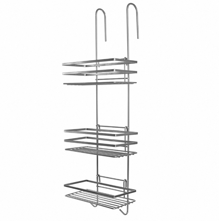 Hot Sale Wall Mounted Chromed Plated Bathroom Shower Caddy Metal Wire 3 Tier Hanging Shower Rack