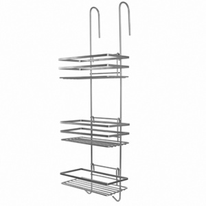 Hot Sale Wall Mounted Chromed Plated Bathroom Shower Caddy Metal Wire 3 Tier Hanging Shower Rack