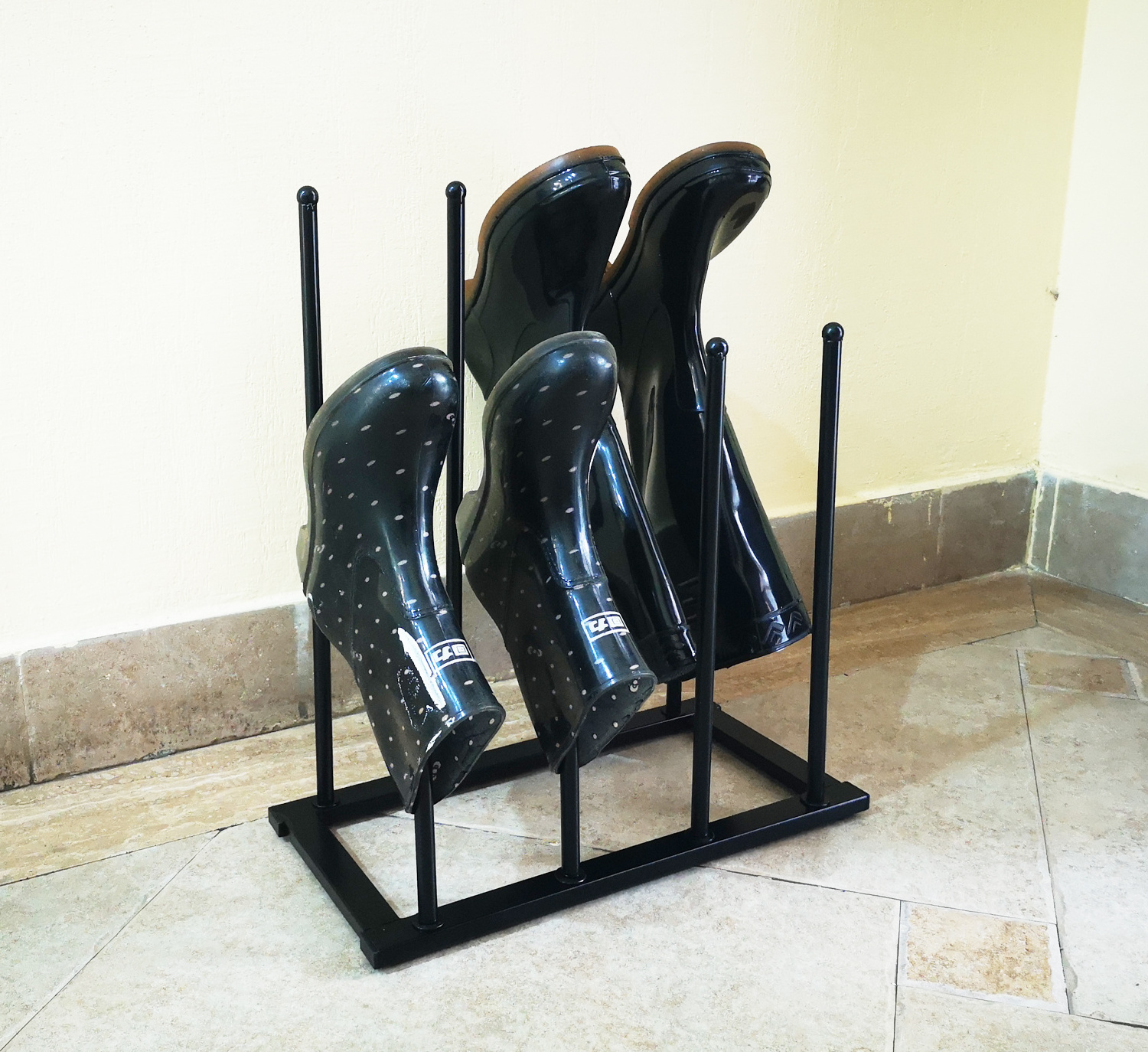 Customize 4 Pairs Tall Boot Storage Organizer Detachable Freestanding Metal Black Boot Stand